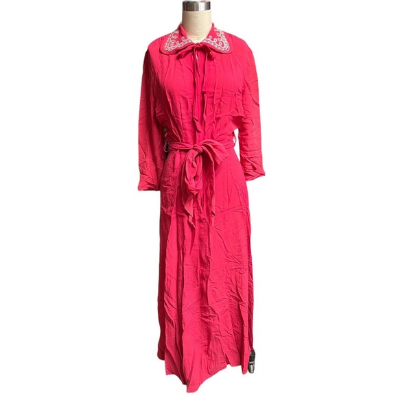 VTG 40s Berry Pink Rayon Glam Hollywood Robe Dressing Lounge Dress Gown Saybury